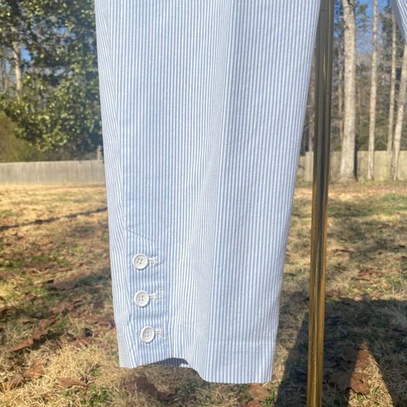 Talbots Perfect Crop Blue Seersucker Stretch Crop Pants - Picture 4 of 8